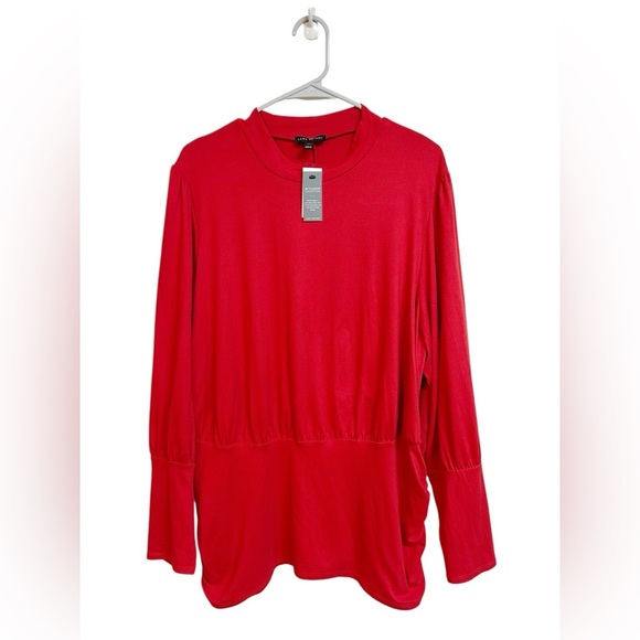 Lane Bryant Shirred Mock-Neck Knit Top Red Size 22/24 3X NWT - Picture 2 of 9